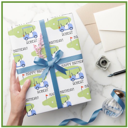 ゴルフパーソナライズされたテーマ名誕生日 ラッピングペーパー