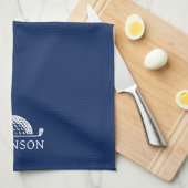 ゴルフパーソナライズされたネームNavy Blue キッチンタオル (四つ折り)
