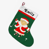 ゴルフパーソナライズされたホリデーギフト ラージクリスマスストッキング (正面 (吊り時))