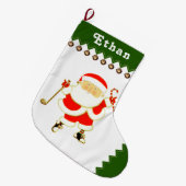 ゴルフパーソナライズされたホリデーギフト ラージクリスマスストッキング (正面 (吊り時))
