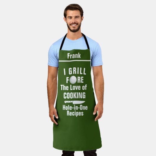 ゴルフパーソナライズされたホールインワンエプロン：ゴルおもしろいフ エプロン (着用した状態)