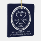 ゴルフパーソナライズされたホールインワンレトロネイビーブルー セラミックオーナメント (右)
