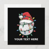 ゴルフパーソナライズされたボールサンタハットクリスマスライト 招待状 (正面/裏面)