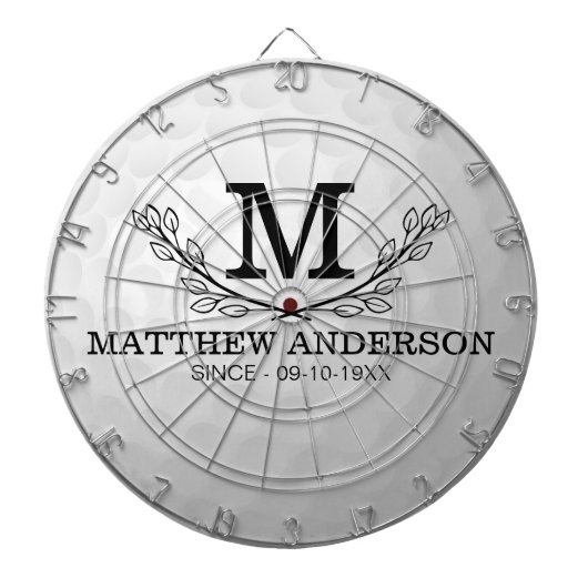 ゴルフパーソナライズされたボールパターン名モノグラム年齢 ダーツボード (正面)