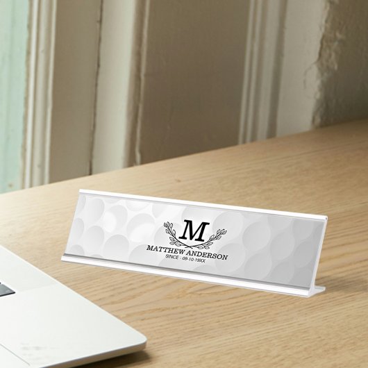 ゴルフパーソナライズされたボールパターン名モノグラム年齢 デスクネームプレート