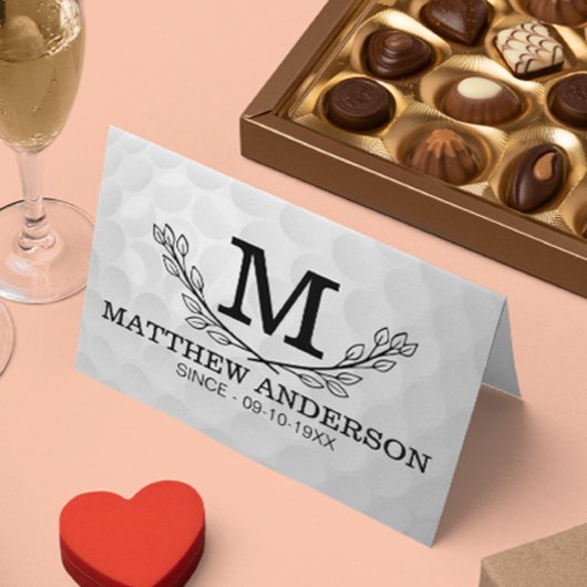 ゴルフパーソナライズされたボールパターン名モノグラム年齢 プレイスカード