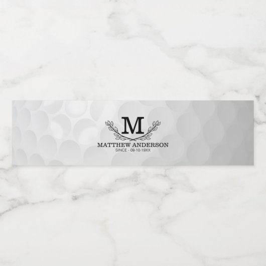 ゴルフパーソナライズされたボールパターン名モノグラム年齢 ペットボトルラベル (シングルラベル)