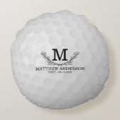 ゴルフパーソナライズされたボールパターン名モノグラム年齢 ラウンドクッション (裏面)