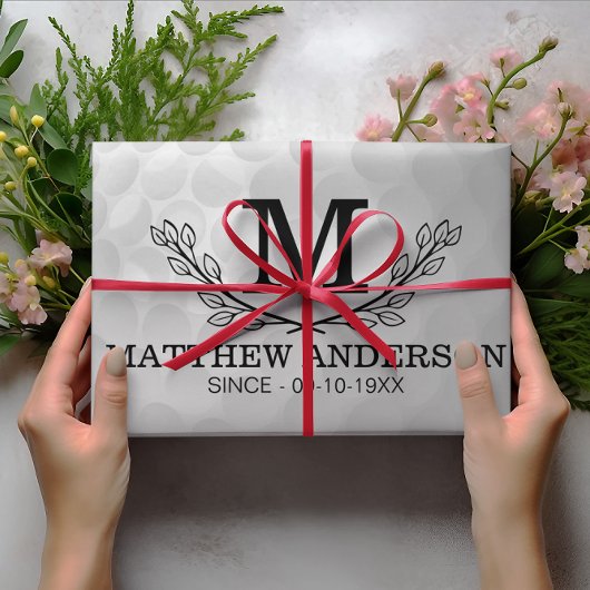 ゴルフパーソナライズされたボールパターン名モノグラム年齢 ラッピングペーパーシート