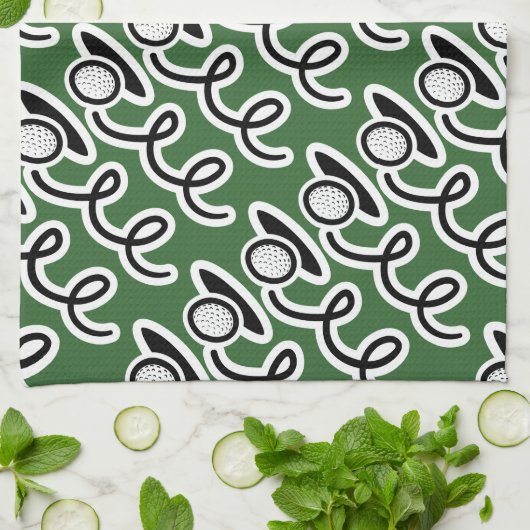 ゴルフパーソナライズされたボール模様のゴルフタオル キッチンタオル (折り畳み)