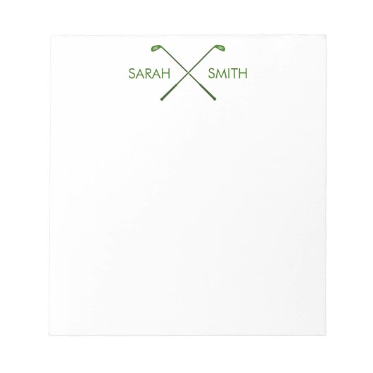 ゴルフパーソナライズされた名前をカスタムするグリーンメモ帳 ノートパッド (正面)