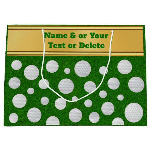 ゴルフパーソナライズされた抱き枕、ゴルフボール ラージペーパーバッグ (正面)