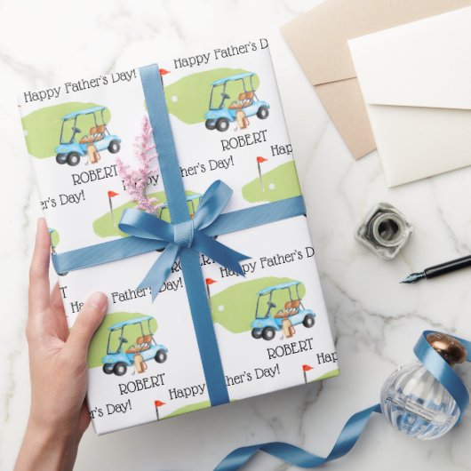 ゴルフパーソナライズされた父親の日名 ラッピングペーパー (ギフト)