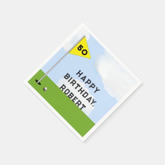 ゴルフパーソナライズされた誕生日 スタンダードカクテルナプキン (角)