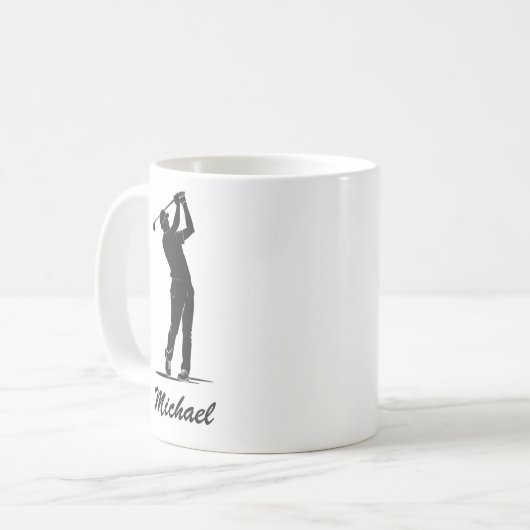 ゴルフパーソナライズされた選手ゴルファーのゴルフ名 コーヒーマグカップ (正面左)