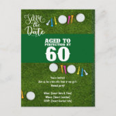 ゴルフパーティの招待状日付を保存60誕生日 インビテーションポストカード (正面)