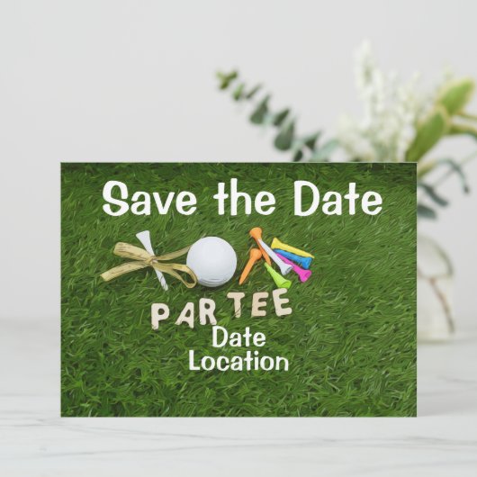 ゴルフパーティの招待状（ゴルフボールとティー付き） 招待状 (スタンド正面)