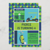 ゴルフパーティの招待状 – ゴルフ誕生日 パーソナライズされた 招待状 (正面/裏面)