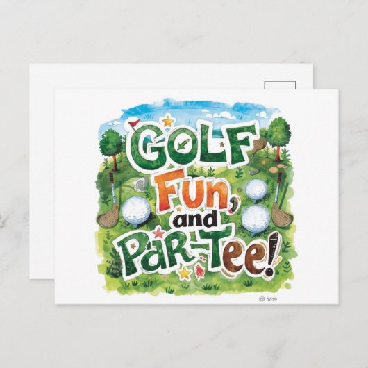 ゴルフパーティーおもしろいことわざティーアップ用パーT型 ポストカード (正面/裏面)
