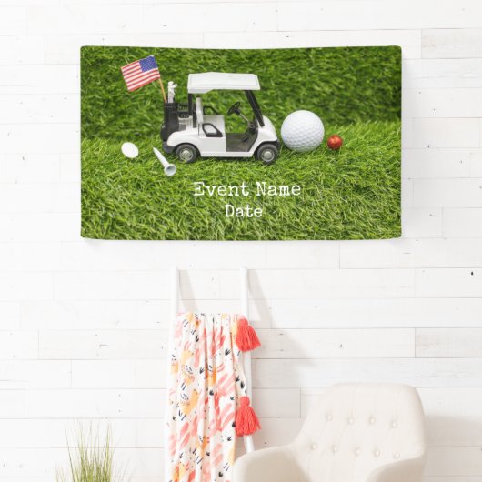 ゴルフパーティーとアメリカ国旗 横断幕 (インサイチュ)