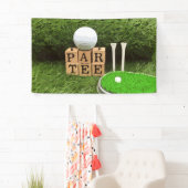 ゴルフパーティーとパーTeeの緑の草水色 横断幕 (インサイチュ)