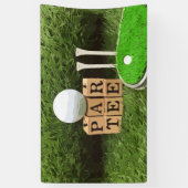 ゴルフパーティーとパーTeeの緑の草水色 横断幕 (縦)
