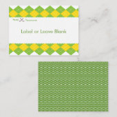 ゴルフパーティーのアーガイル柄のでプレッピーなラベルのテーブルカード プレイスカード (正面/裏面)