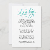 ゴルフパーティーは日付を保存する赤ちゃんシャワーBOY 招待状 (裏面)