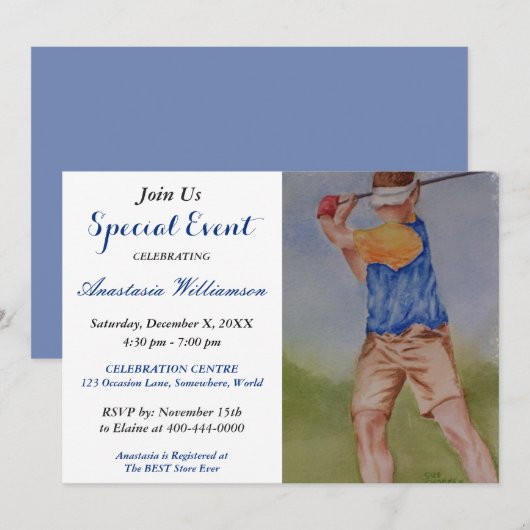 ゴルフパーティーイベント招待 招待状 (正面/裏面)