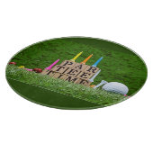 ゴルフパーティータイム、青いリボン付き緑  カッティングボード (角)