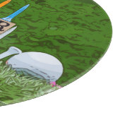 ゴルフパーティータイム、青いリボン付き緑  カッティングボード (角)