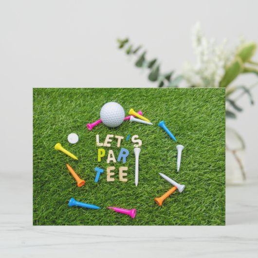 ゴルフパーティーパーティーとゴルフボールカラフルティー 招待状 (スタンド正面)