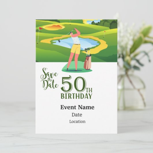 ゴルフパーティー第50誕生日デ救ート女子ゴルファー 招待状 (スタンド正面)
