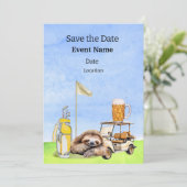 ゴルフパーティー誕生日ゴルファーの日付を保存 招待状 (スタンド正面)