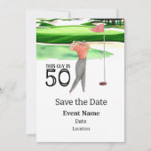 ゴルフパーティー50誕生日ゴルファーの日付を保存 招待状 (正面)
