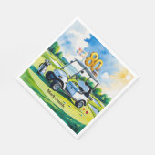 ゴルフパーティー80番目の誕生日と緑のゴルフカート スタンダードランチョンナプキン (角)