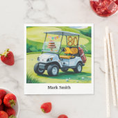 ゴルフパーティー80番目の誕生日と緑のゴルフカート スタンダードランチョンナプキン (インサイチュ)