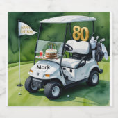 ゴルフパーティー80番目の誕生日と緑のゴルフカート スパークリングワインラベル (シングルラベル)