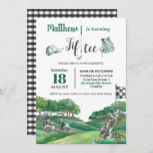 ゴルフパーティー 50歳 フィフティー 誕生日 グリーン ゴルフコース 招待状 (正面/裏面)