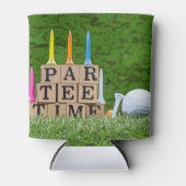 ゴルフパーTパーティータイムとゴルフボールのグリーンC 缶クーラー (正面)