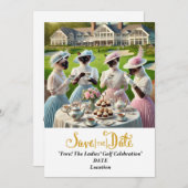 ゴルフパーTee女性ゴルファーパーティーの日付を保存 招待状 (正面/裏面)