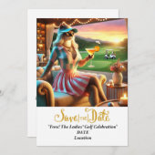 ゴルフパーTee女性ゴルファーパーティーの日付を保存 招待状 (正面/裏面)