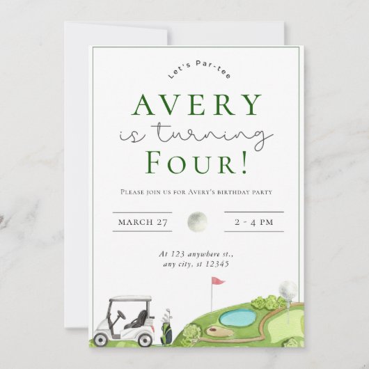 ゴルフパーTee Birthday Party招待 招待状 (正面)