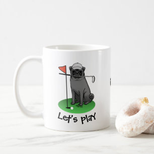 ゴルフパ遊グのゴルフ(黒)可愛いドおもしろいッグ コーヒーマグカップ