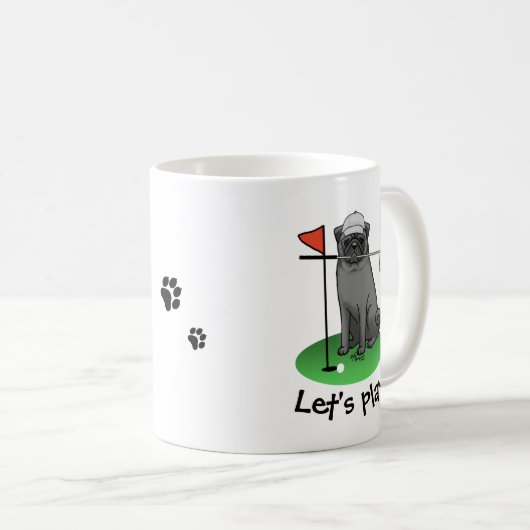 ゴルフパ遊グのゴルフ（黒）可愛いドおもしろいッグ コーヒーマグカップ (正面右)