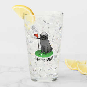 ゴルフパ遊グのゴルフ（黒）可愛いドおもしろいッグ タンブラーグラス