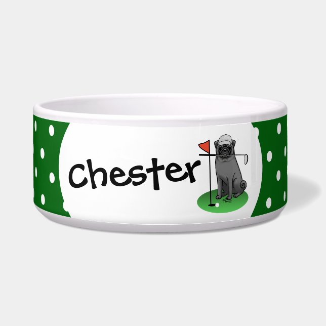 ゴルフパ遊グのゴルフ（黒）可愛いドおもしろいッグ ボウル (正面)