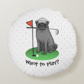 ゴルフパ遊グのゴルフ(黒)可愛いドおもしろいッグ ラウンドクッション (裏面)