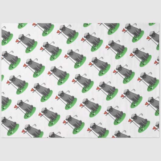 ゴルフパ遊グのゴルフ(黒)可愛いドおもしろいッグ 薄葉紙 (正面)