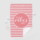 ゴルフビーズオンリーコーラルホワイトストライプタイポグラフィ ゴルフタオル (インサイチュ)